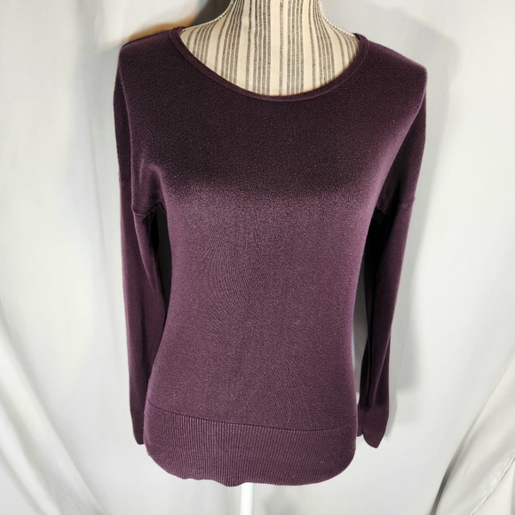 Ann Taylor LOFT Purple Long Sleeve Visible Zipper Sweater Size Small - Picture 1 of 6